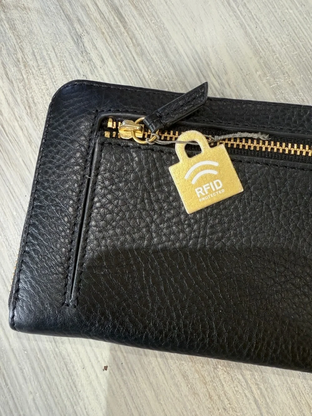 Rare Fossil Emma Black Zip-Around Wristlet with Colorful Robot Appliqués
